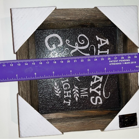 “ALWAYS KISS ME GOODNIGHT” BLACK WHITE WALL ART DECOR PICTURE 7”x7” WOOD FRAME - Picture 2 of 4